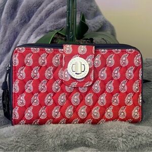 Vera Bradley Red Wallet with Monogram Pattern